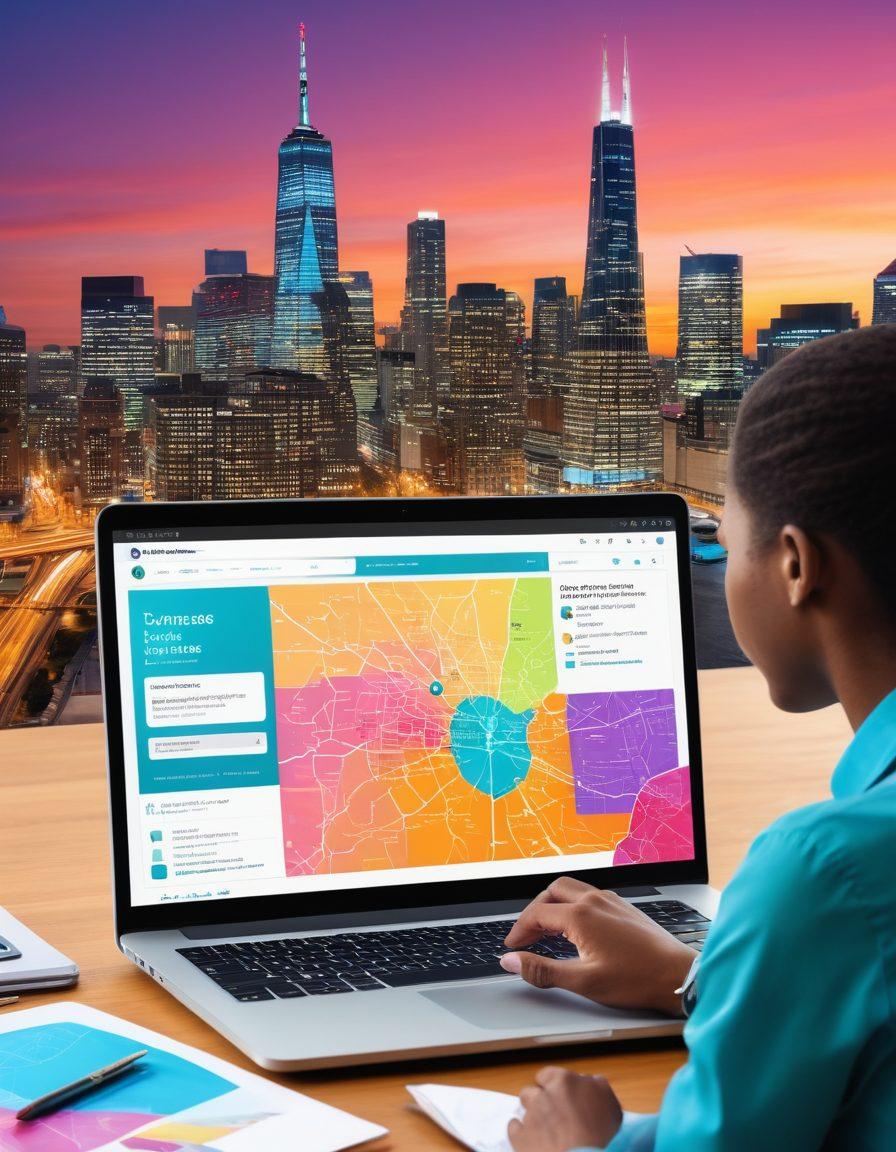 A dynamic collage representing various job opportunities: a colorful city skyline with people of diverse backgrounds engaging in different careers, such as technology, healthcare, and arts. Include elements like a job search website displayed on a laptop and a map highlighting career paths. The atmosphere should feel optimistic and inspiring. vibrant colors. digital art.